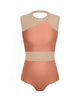 Solid Lycra Defined Leotard Nude Mesh