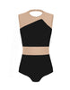 Solid Lycra Defined Leotard Nude Mesh