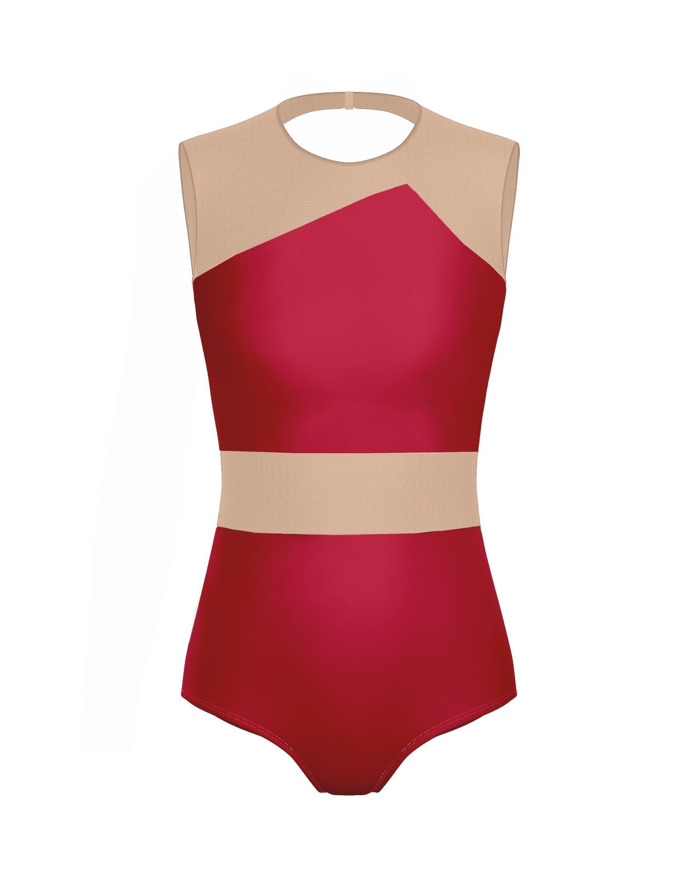 Solid Lycra Defined Leotard Nude Mesh