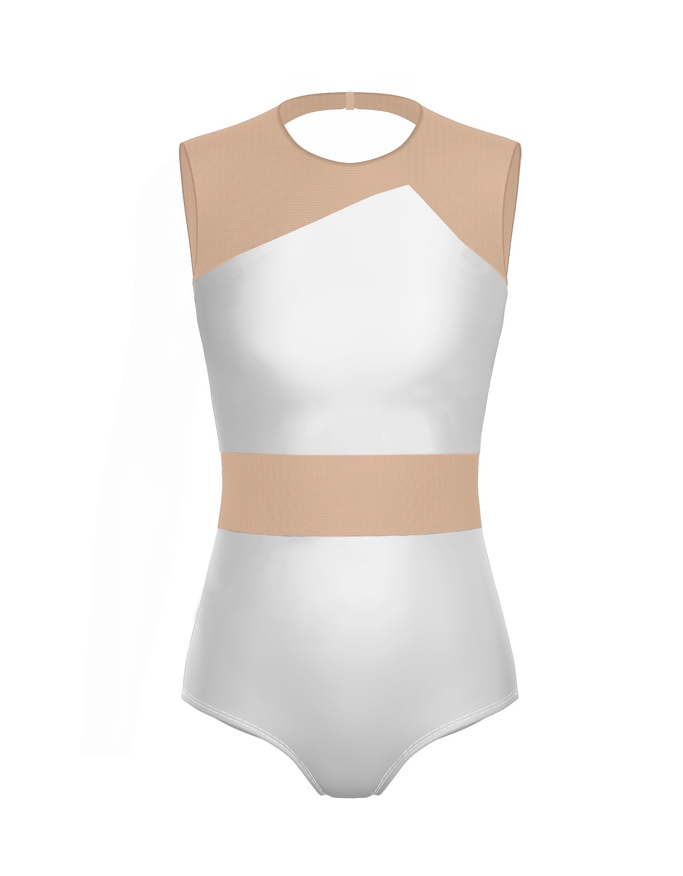 Solid Lycra Defined Leotard Nude Mesh