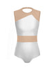 Solid Lycra Defined Leotard Nude Mesh