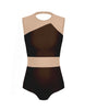 Solid Lycra Defined Leotard Nude Mesh