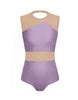 Solid Lycra Defined Leotard Nude Mesh