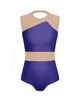 Solid Lycra Defined Leotard Nude Mesh