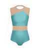 Solid Lycra Defined Leotard Nude Mesh