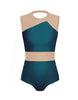 Solid Lycra Defined Leotard Nude Mesh