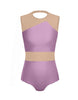 Solid Lycra Defined Leotard Nude Mesh