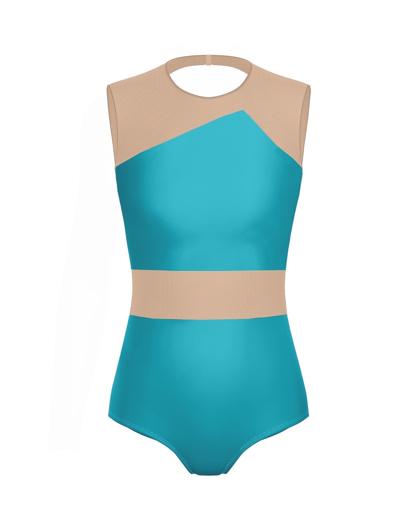 Solid Lycra Defined Leotard Nude Mesh