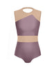 Solid Lycra Defined Leotard Nude Mesh