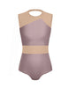Solid Lycra Defined Leotard Nude Mesh
