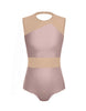 Solid Lycra Defined Leotard Nude Mesh