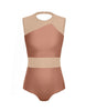 Solid Lycra Defined Leotard Nude Mesh