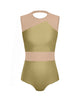 Solid Lycra Defined Leotard Nude Mesh
