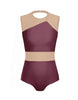Solid Lycra Defined Leotard Nude Mesh