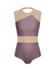 Solid Lycra Defined Leotard Nude Mesh