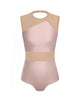 Solid Lycra Defined Leotard Nude Mesh