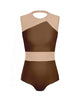 Solid Lycra Defined Leotard Nude Mesh