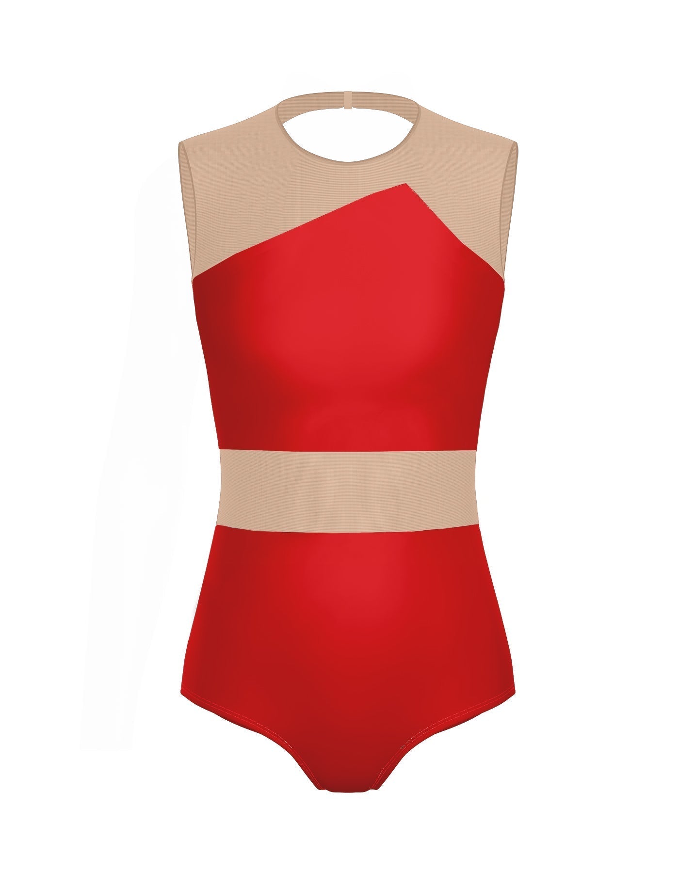 Solid Lycra Defined Leotard Nude Mesh