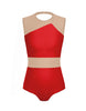 Solid Lycra Defined Leotard Nude Mesh