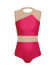 Solid Lycra Defined Leotard Nude Mesh