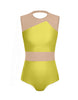 Solid Lycra Defined Leotard Nude Mesh