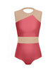 Solid Lycra Defined Leotard Nude Mesh