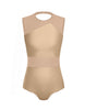 Solid Lycra Defined Leotard Nude Mesh