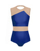 Solid Lycra Defined Leotard Nude Mesh