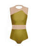 Solid Lycra Defined Leotard Nude Mesh