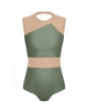 Solid Lycra Defined Leotard Nude Mesh