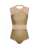 Solid Lycra Defined Leotard Nude Mesh