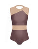 Solid Lycra Defined Leotard Nude Mesh