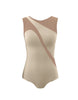 Solid Lycra Sleeveless Spectral Leotard Nude Mesh