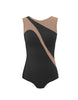 Solid Lycra Sleeveless Spectral Leotard Nude Mesh