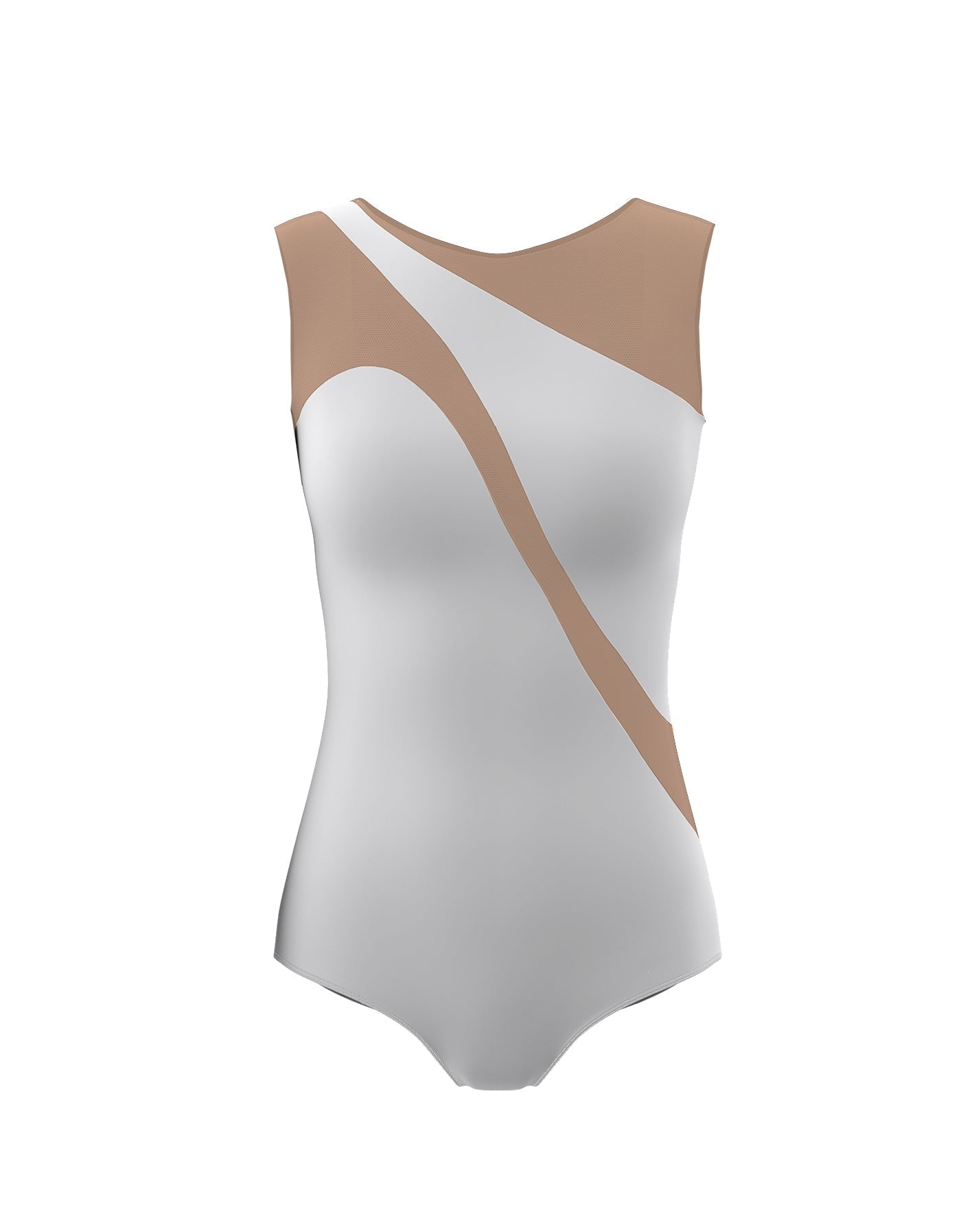 Solid Lycra Sleeveless Spectral Leotard Nude Mesh