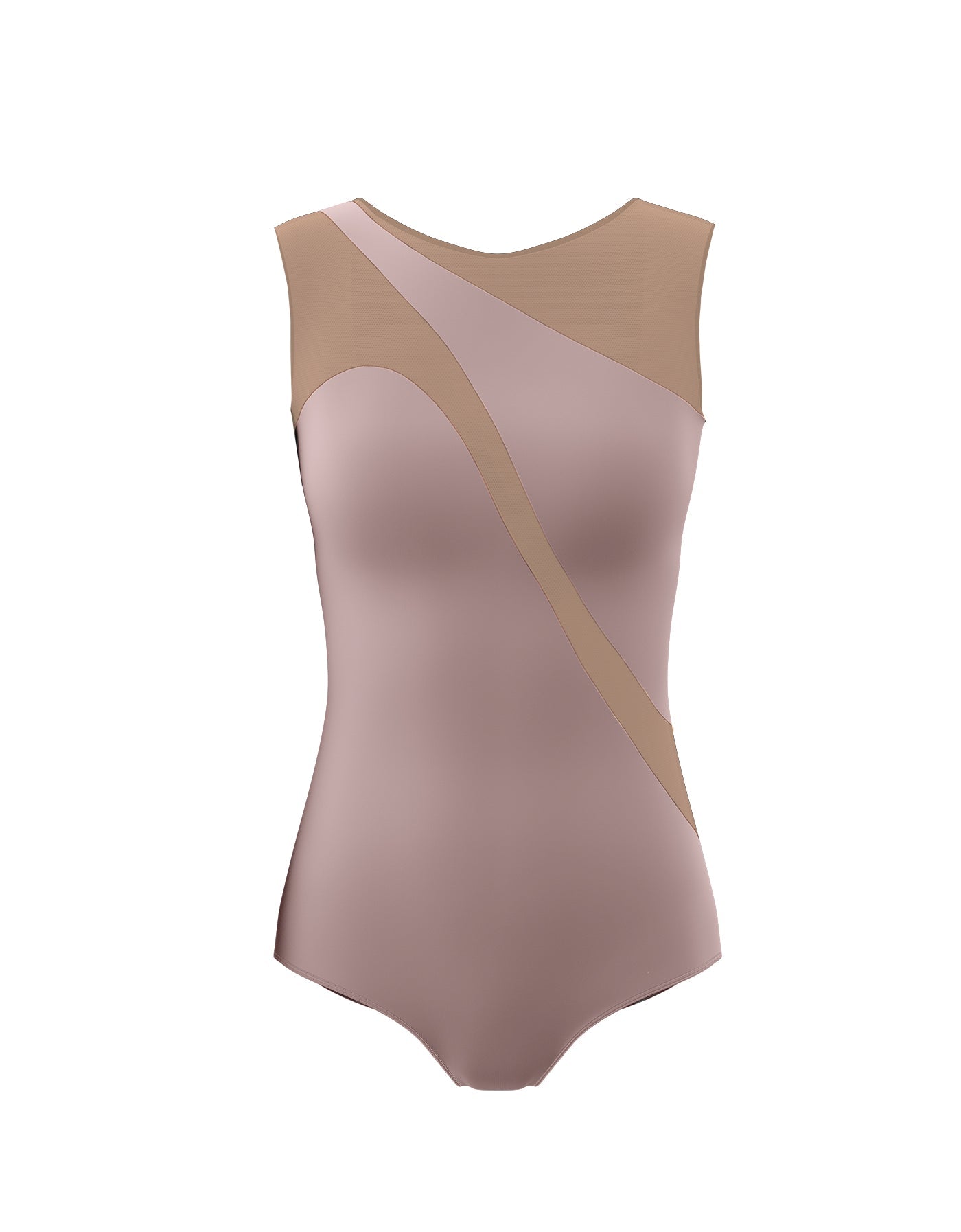 Solid Lycra Sleeveless Spectral Leotard Nude Mesh