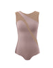 Solid Lycra Sleeveless Spectral Leotard Nude Mesh