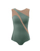 Solid Lycra Sleeveless Spectral Leotard Nude Mesh