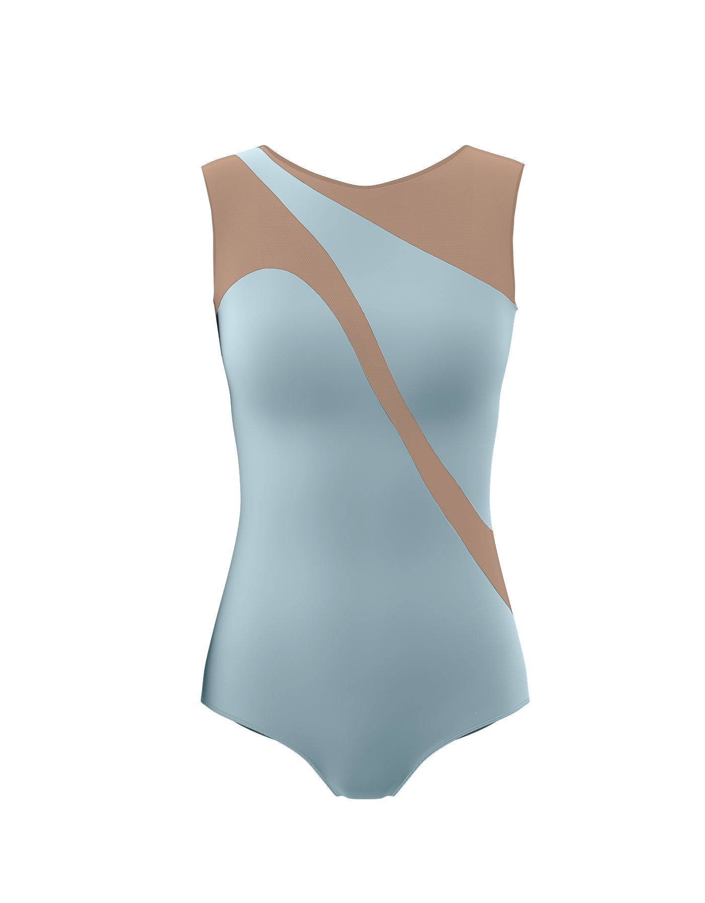 Solid Lycra Sleeveless Spectral Leotard Nude Mesh