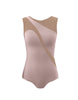 Solid Lycra Sleeveless Spectral Leotard Nude Mesh