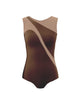 Solid Lycra Sleeveless Spectral Leotard Nude Mesh