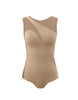 Solid Lycra Sleeveless Spectral Leotard Nude Mesh