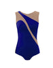 Solid Lycra Sleeveless Spectral Leotard Nude Mesh