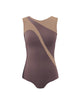 Solid Lycra Sleeveless Spectral Leotard Nude Mesh