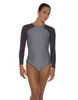 Solid Lycra LS Raglan Leotard Keyhole Back