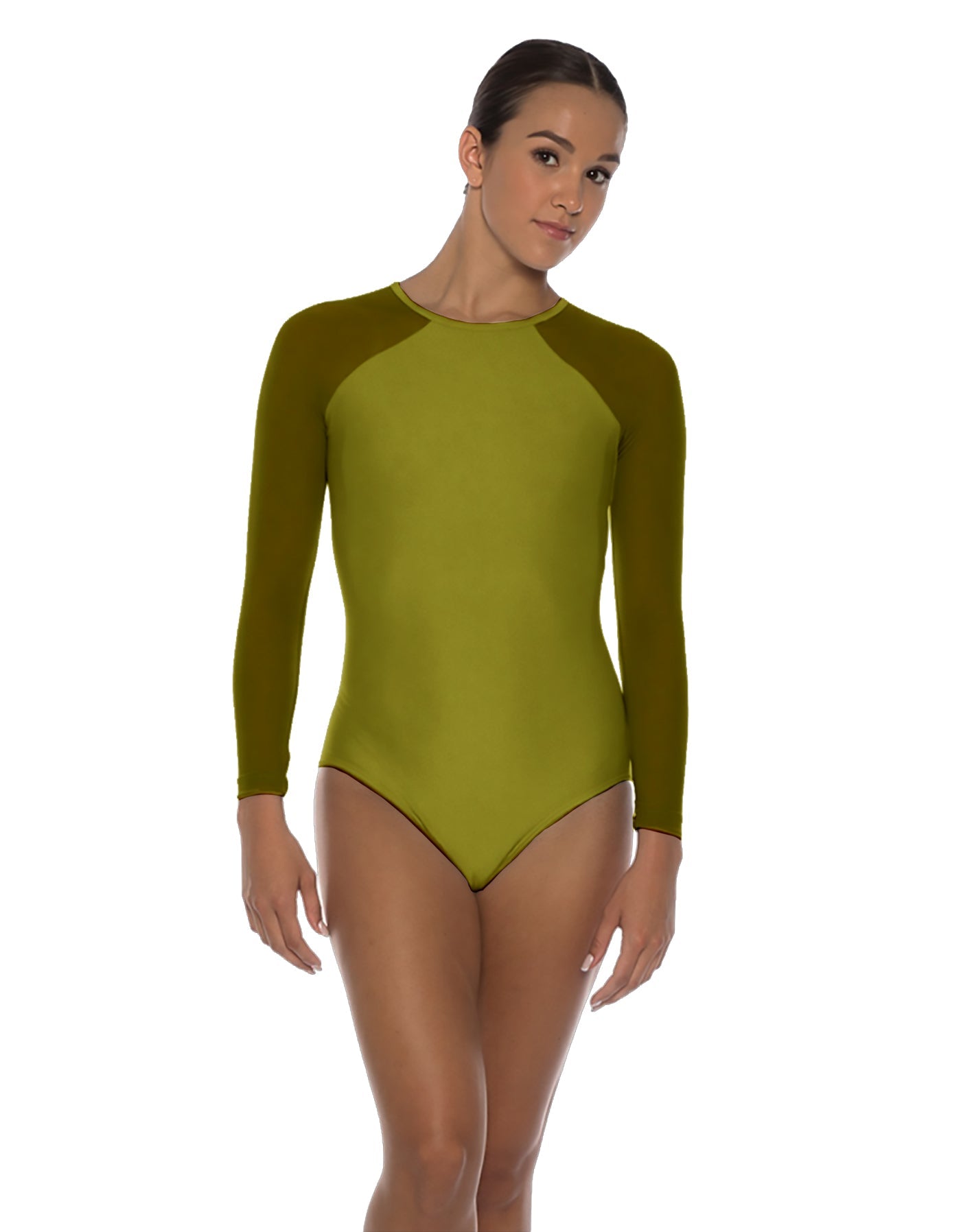 Solid Lycra LS Raglan Leotard Keyhole Back