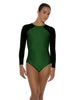 Solid Lycra LS Raglan Leotard Keyhole Back