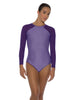 Solid Lycra LS Raglan Leotard Keyhole Back