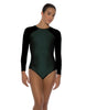 Solid Lycra LS Raglan Leotard Keyhole Back