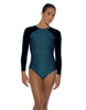 Solid Lycra LS Raglan Leotard Keyhole Back